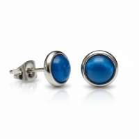 Stalen Kattenoog Oorbellen 8mm &acirc;&euro;&ldquo; Donkerblauw -