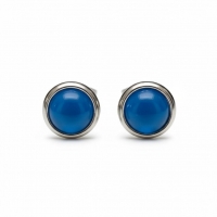 Stalen Kattenoog Oorbellen 8mm &acirc;&euro;&ldquo; Donkerblauw -