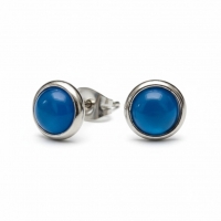 Stalen Kattenoog Oorbellen 8mm &acirc;&euro;&ldquo; Donkerblauw -