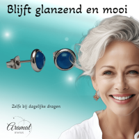 Stalen Kattenoog Oorbellen 8mm &acirc;&euro;&ldquo; Donkerblauw -