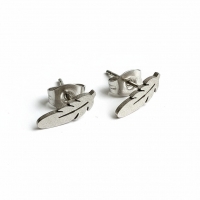 Stalen Oorstekers Veertjes Zilverkleur &acirc;&euro;&ldquo; 9x3mm -
