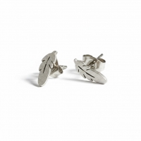 Stalen Oorstekers Veertjes Zilverkleur &acirc;&euro;&ldquo; 9x3mm -