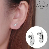 Stalen Oorbellen Veertjes Zilverkleur &acirc;&euro;&ldquo; 9x3mm -