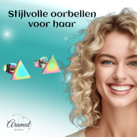 Stalen Oorbellen Driehoek Multikleur &acirc;&euro;&ldquo; 7mm -
