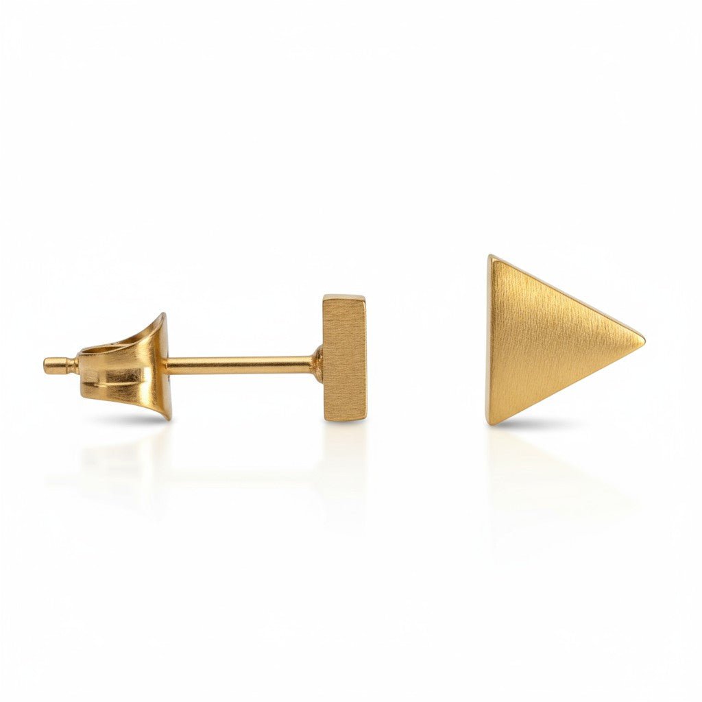 RVS Driehoek Oorbellen Goudkleur 5mm - Geometrische Oorstekers -