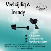 Stalen Oorbellen Driehoek Zwart &acirc;&euro;&ldquo; 3mm -
