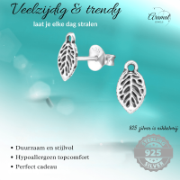 Zilveren Blaadje Oorbellen Antieklook &acirc;&euro;&ldquo; 9x5mm -