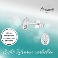 Zilveren Blaadje Oorbellen Kristal &acirc;&euro;&ldquo; 6x4mm -