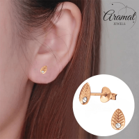 Zilveren Blaadje Oorbellen Ros&Atilde;&copy;/Kristal &acirc;&euro;&ldquo; 6x4mm -