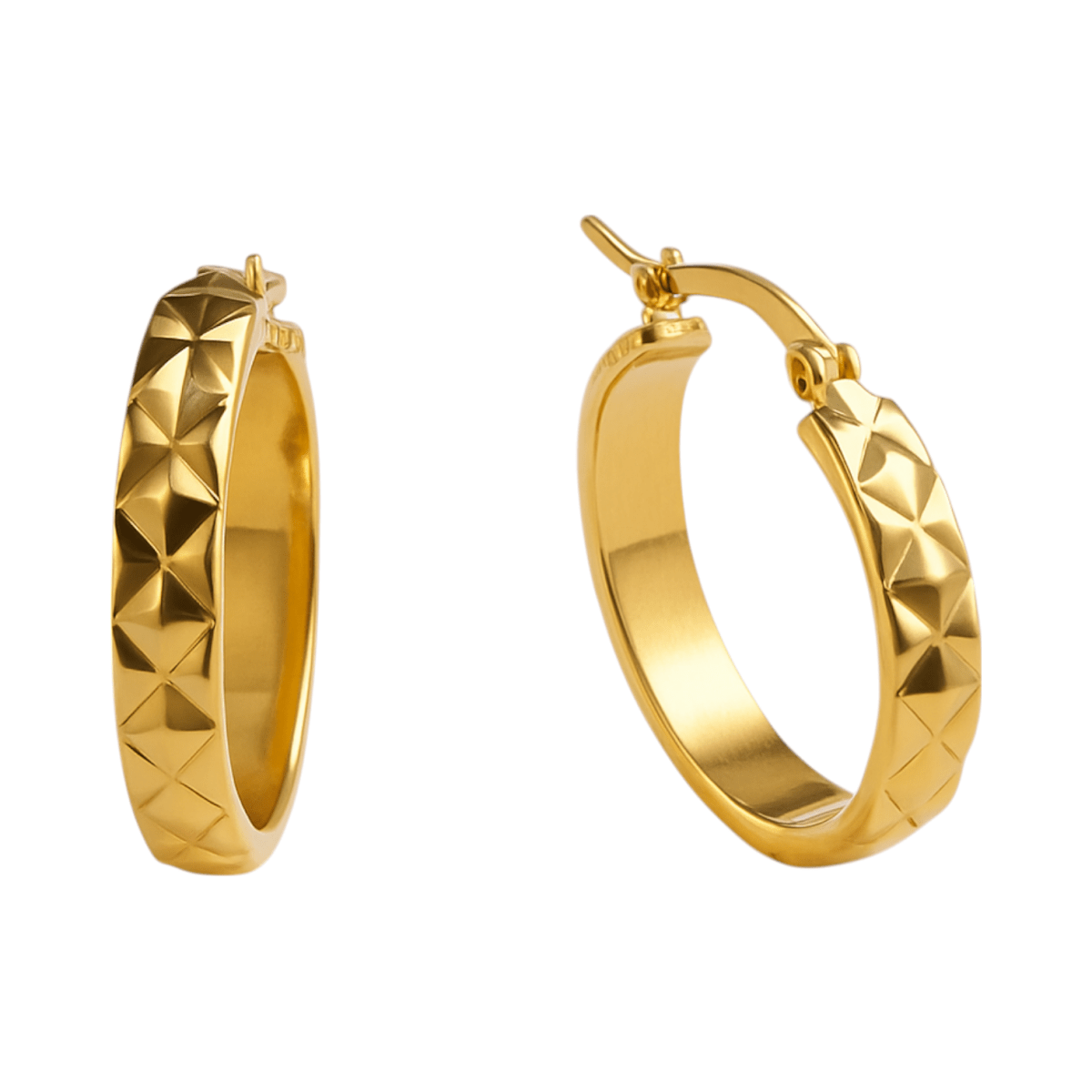 Creolen Ruitjes Goudkleur Staal &ndash; 25mm