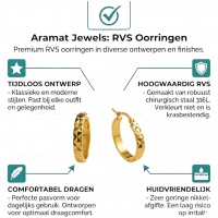 Oorringen Ruitjes Goudkleur Staal &acirc;&euro;&ldquo; 25mm -