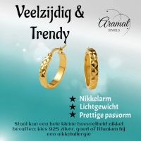 Oorringen Ruitjes Goudkleur Staal &acirc;&euro;&ldquo; 25mm -