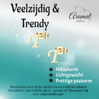 Goudkleurige RVS Letter T Oorbellen &acirc;&euro;&ldquo; Initiaal -