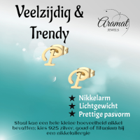 RVS Oorbellen Letter P &acirc;&euro;&ldquo; Goudkleurig &acirc;&euro;&ldquo; 10 mm - Heren