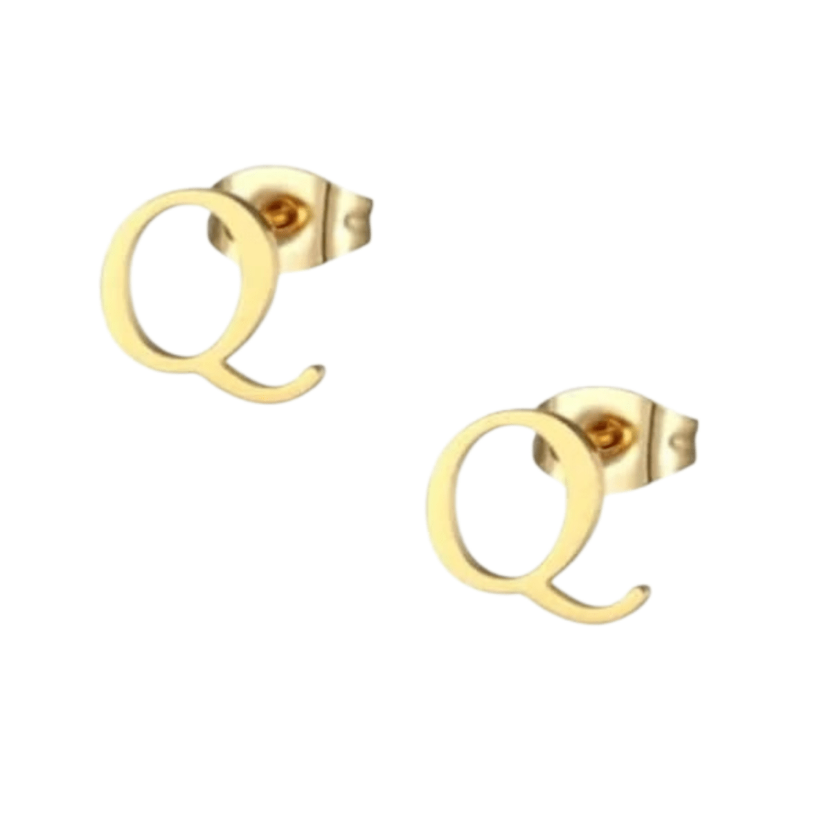 RVS letter Q oorstekers goudkleurig - Unisex