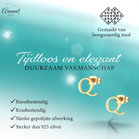 RVS letter Q oorstekers goudkleurig - Unisex