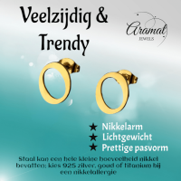 RVS letter O oorstekers goudkleurig -