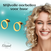 RVS letter O oorstekers goudkleurig -