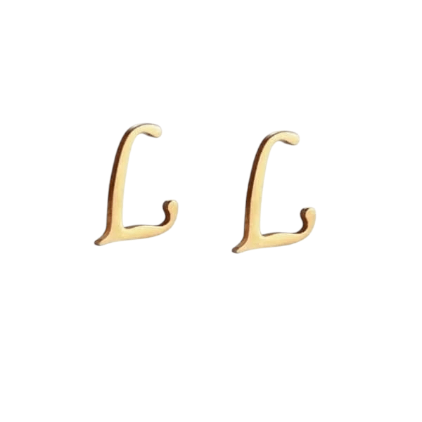 RVS letter L oorstekers goudkleurig -