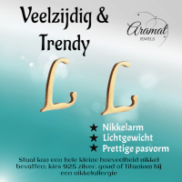 RVS letter L oorstekers goudkleurig -