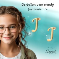 RVS letter J oorstekers goudkleurig -
