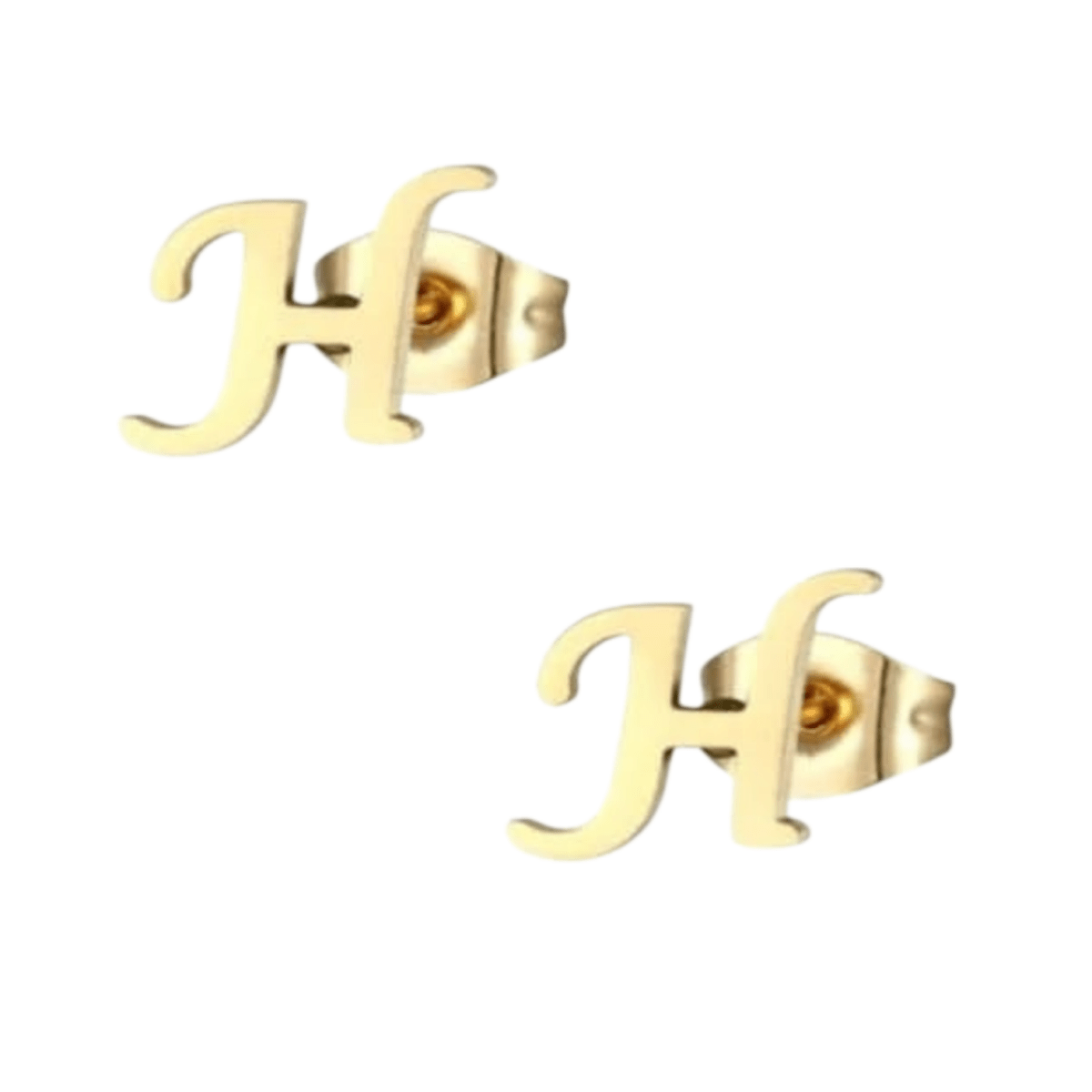 Goudkleurige RVS oorstekers Letter H -