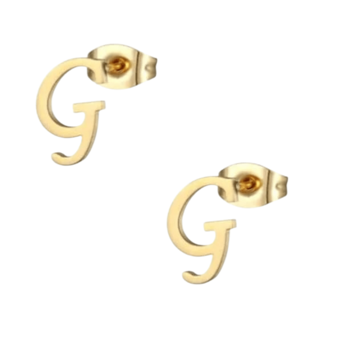 Goudkleurige RVS oorstekers Letter G -
