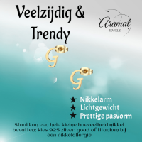 Goudkleurige RVS oorstekers Letter G -