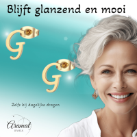 Goudkleurige RVS oorstekers Letter G -