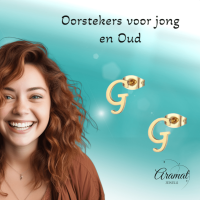 Goudkleurige RVS oorstekers Letter G -
