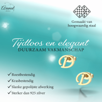 Goudkleurige RVS oorstekers Letter D -