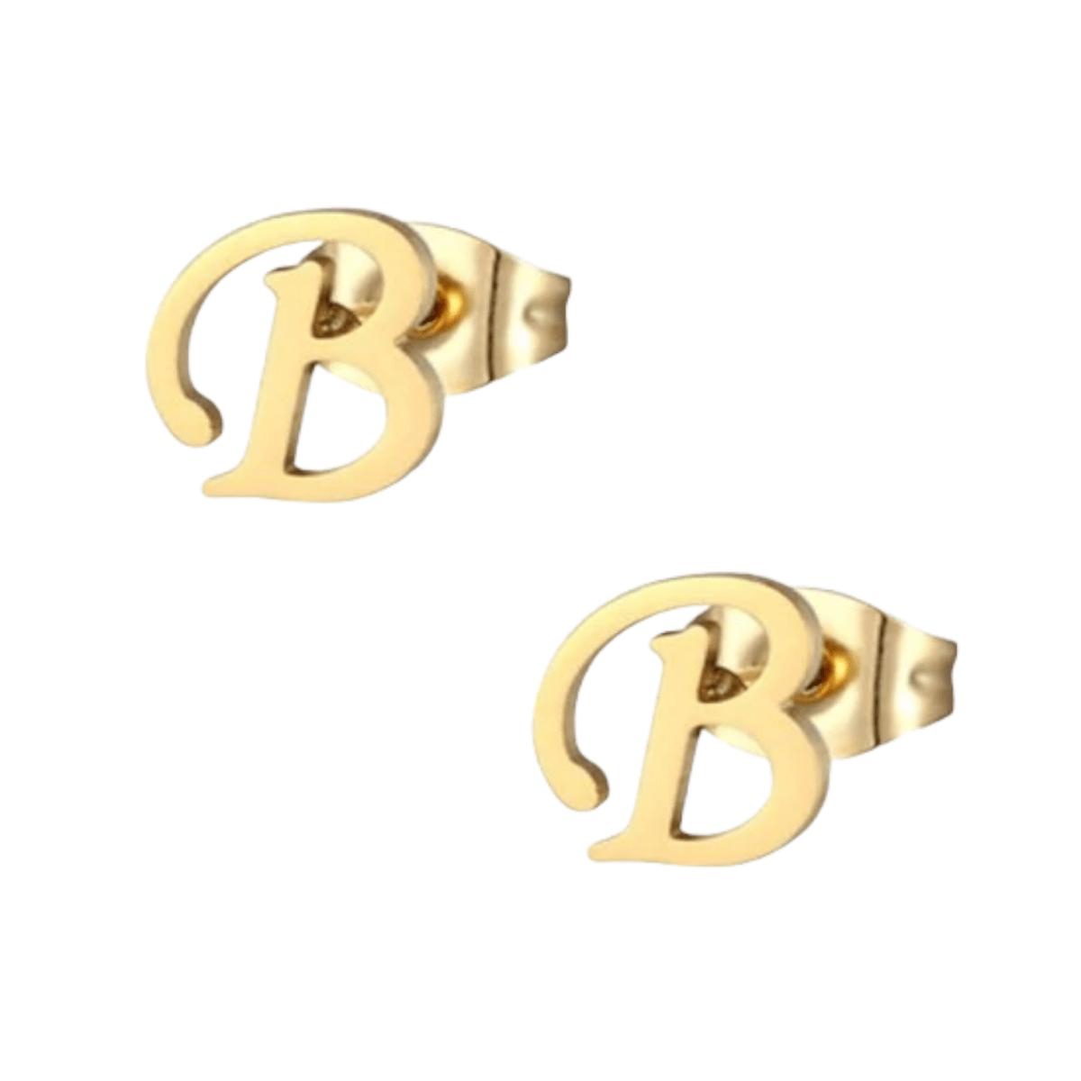 Goudkleurige RVS oorstekers Letter B -