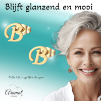 Goudkleurige RVS oorstekers Letter B -