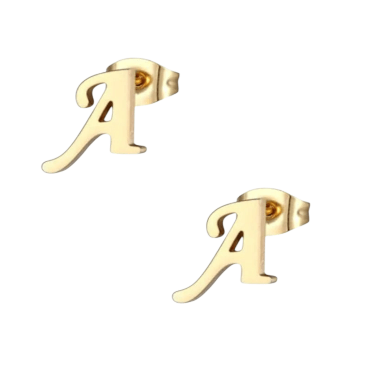Goudkleurige RVS Letter A oorstekers 10mm -