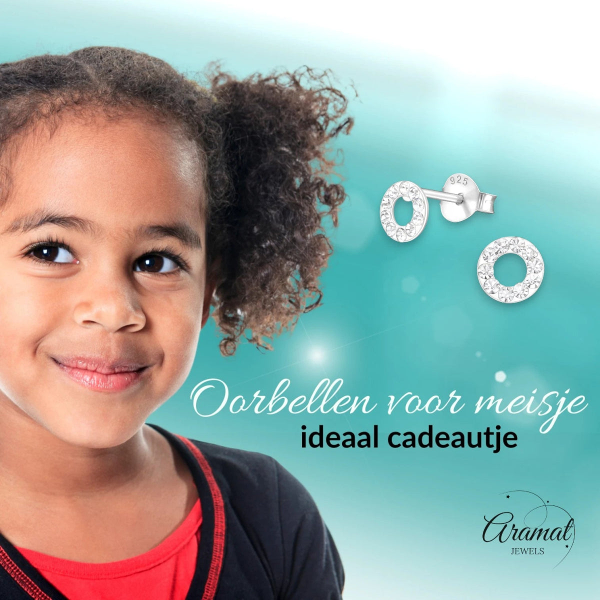 Open cirkel oorbellen zilver transparant kristal -