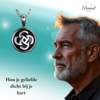 Keltisch ronde as-hanger staal met zwarte knoop - Heren