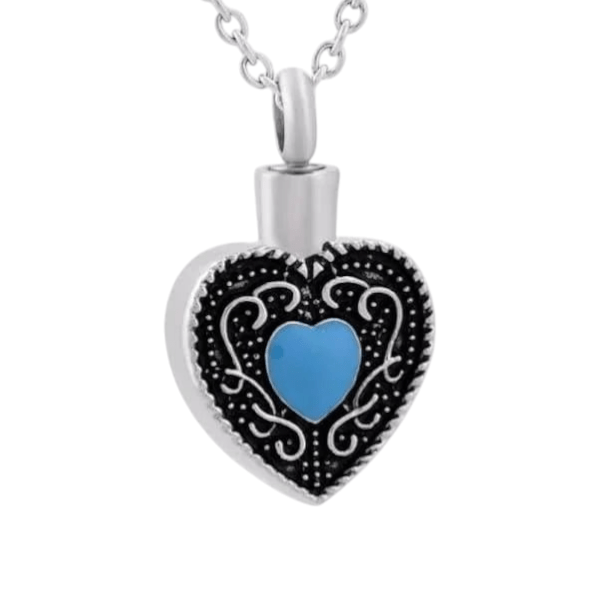 Keltisch hart as-hanger staal blauw emaille 3cm - Heren
