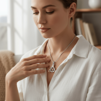 Keltische as-hanger staal triquetra met kristal - Heren
