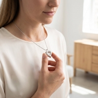 Hartvormig As Sieraad met Open Detail Staal &acirc;&euro;&ldquo; 2,5cm Rouwsieraad - Unisex
