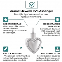 Hart Ashanger met Zirkonia Zilverkleurig Staal &acirc;&euro;&ldquo; Sprankelend Gedenksieraad - Unis