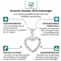 Gedraaide Hart Ashanger Open Staal &acirc;&euro;&ldquo; 3x2cm Uniek Gedenksieraad - Unisex