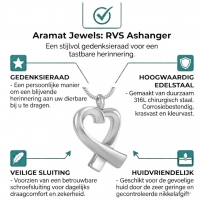 Stalen Open Hart Ashanger &acirc;&euro;&ldquo; 3cm Sierlijk Gedenksieraad Zilverkleurig - Unisex