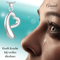 Open Hart Ashanger Staal &acirc;&euro;&ldquo; Klassiek Rouwsieraad Zilverkleurig - Unisex