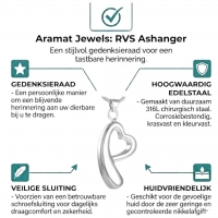Open Hart Ashanger Staal &acirc;&euro;&ldquo; Klassiek Rouwsieraad Zilverkleurig - Unisex