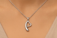 Open Hart Ashanger Staal &acirc;&euro;&ldquo; Klassiek Rouwsieraad Zilverkleurig - Unisex