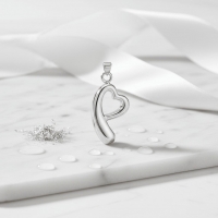 Open Hart Ashanger Staal &acirc;&euro;&ldquo; Klassiek Rouwsieraad Zilverkleurig - Unisex