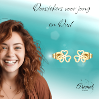 Goudkleurige klavertje drie oorstekers &acirc;&euro;&ldquo; 8mm -