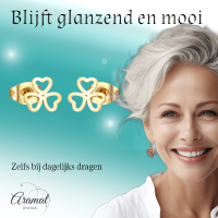 Goudkleurige klavertje drie oorstekers &acirc;&euro;&ldquo; 8mm -