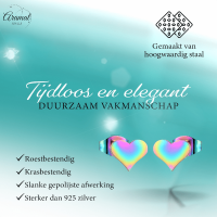 Regenboog hartjes oorstekers &acirc;&euro;&ldquo; 9x8mm vrolijk RVS -