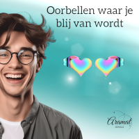 Regenboog hartjes oorstekers &acirc;&euro;&ldquo; 9x8mm vrolijk RVS -